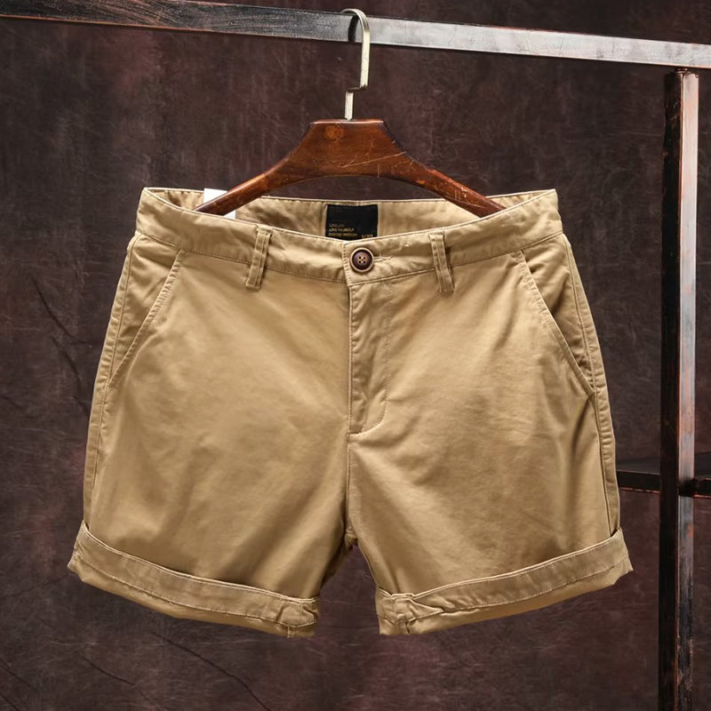 Roberto Russo Shorts D'Été Classiques Décontractés En Coton Doux Avec Zip Et Ceinture Disponible En 5 Couleurs