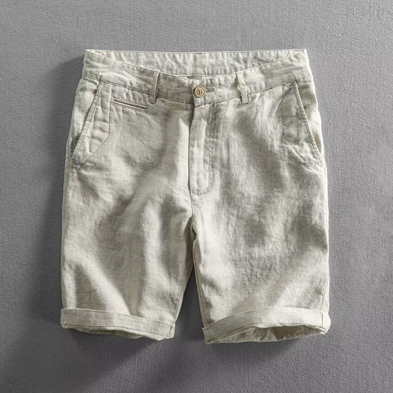 Shorts Roberto Russo Coastal Line en Lin Mélange Respirant Léger et Confortable Pour Été Trois Couleurs