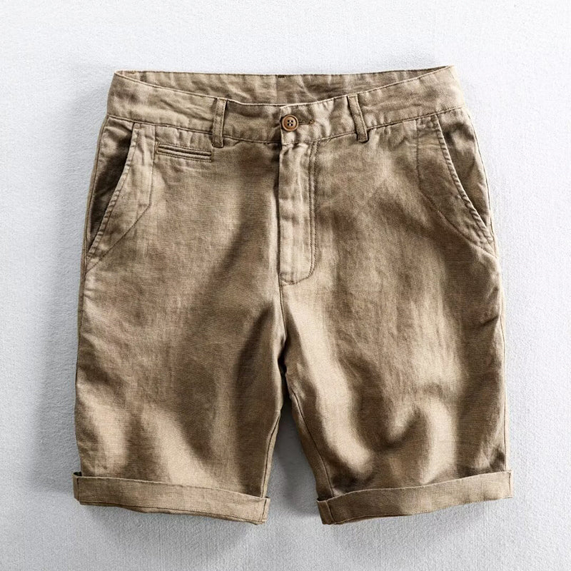 Shorts Roberto Russo Coastal Line en Lin Mélange Respirant Léger et Confortable Pour Été Trois Couleurs