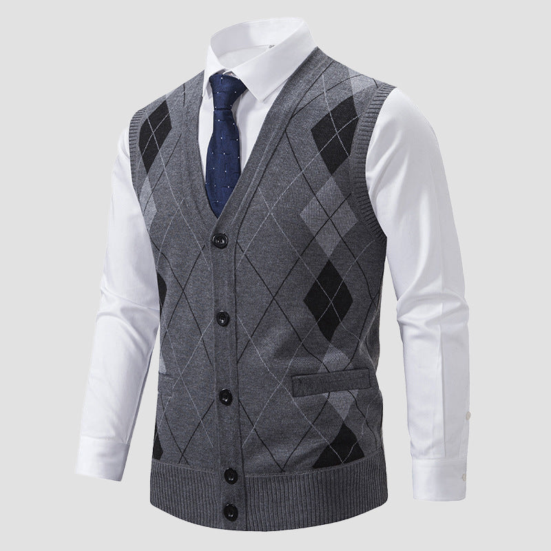 Gilet Tricot Motif Diamant Roberto Russo Pour Homme Superposition Moderne Et Élégant Raffiné