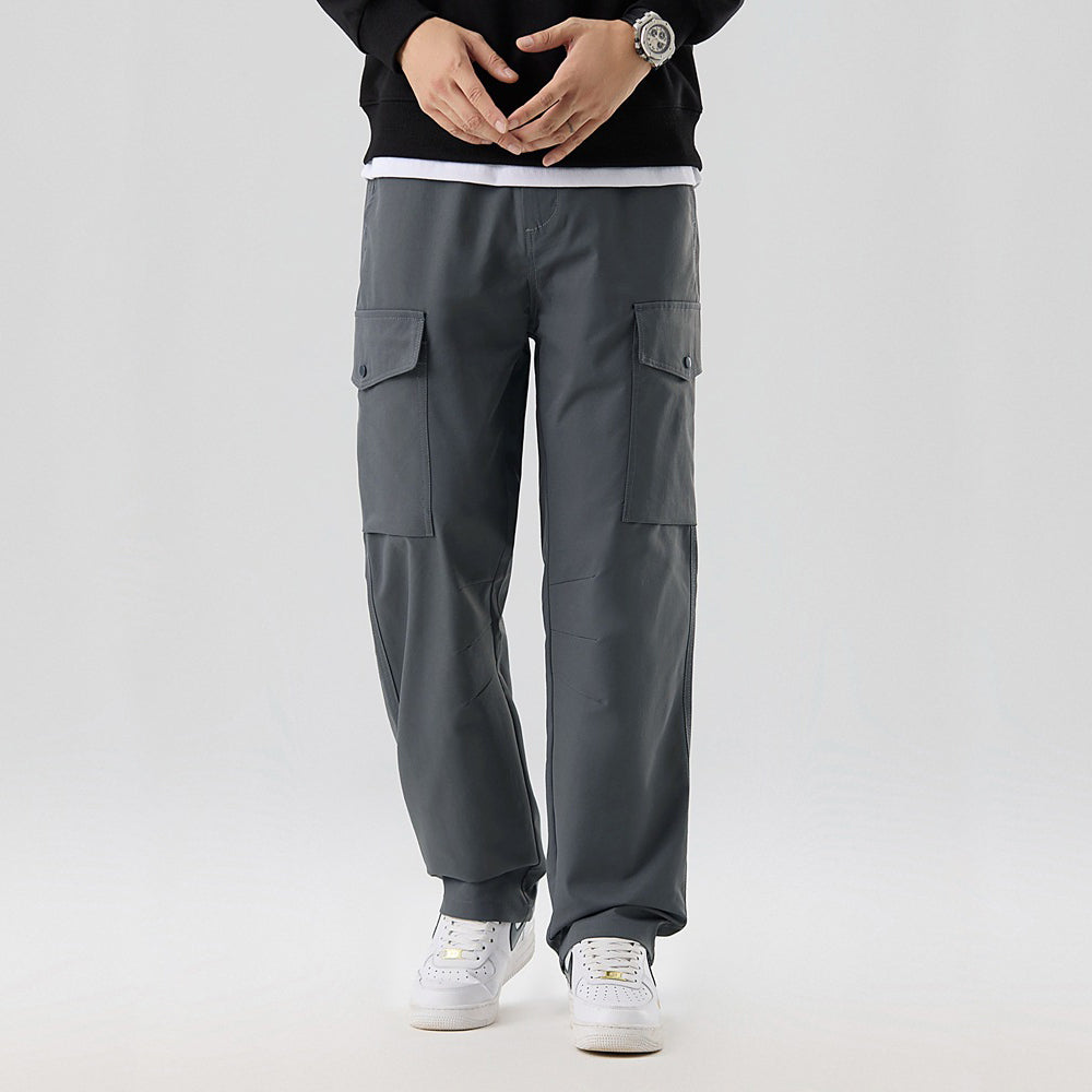 Pantalon Cargo Homme Coupe Décontractée Mélange Coton Multi Poches Genoux Articulés Durable Extérieur