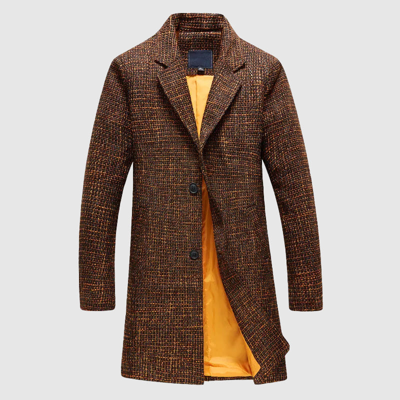Manteau En Laine Pour Homme Nordisk Flair Avec Coupe Ajustée Et Revers À Entaille Mi Long Formelle