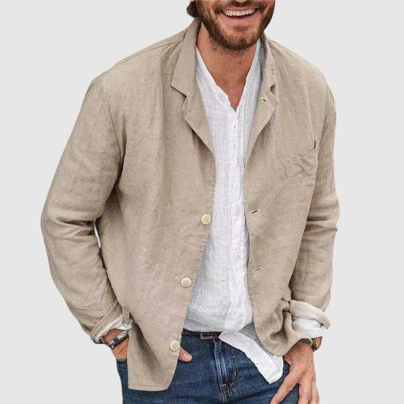 Blazer Long Island Roberto Russo En Mélange Coton Lin Lavée Douce Et Drapante Modèle Classique