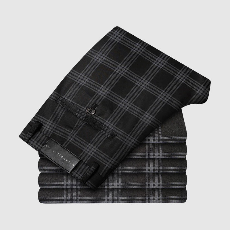 Pantalon Marston Roberto Russo À Carreaux En Mélange Soie Lyocell Coupe Droite Poids Moyen Respirant Toucher Lisse