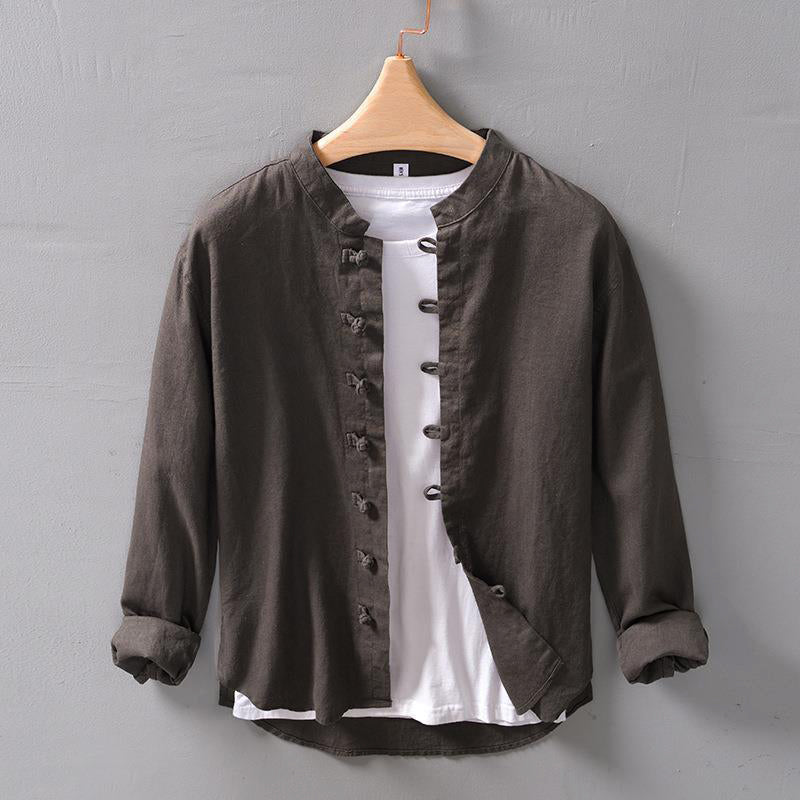 Chemise Pinerolo Ample De Roberto Russo Avec Col Mandarin Et Boutons Noeudés Fluide Et Aérienne