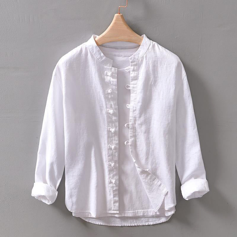 Chemise Pinerolo Ample De Roberto Russo Avec Col Mandarin Et Boutons Noeudés Fluide Et Aérienne