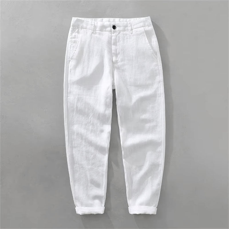 Pantalon En Lin Pozzuoli Roberto Russo Par Amawinc Confort Respirant Pour Été Décontracté Méditerranéen Moderne