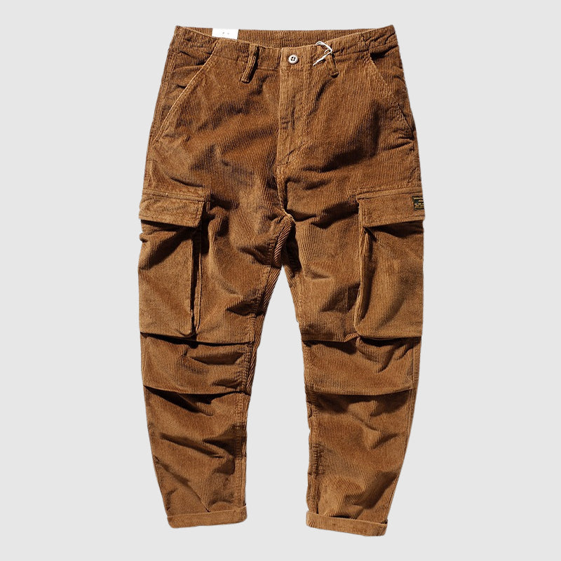 Roberto Russo Pantalon Cargo Velours Côtelé Rétro Confortable Et Chaud Avec Poches Cargo Spacieuses Design Unique
