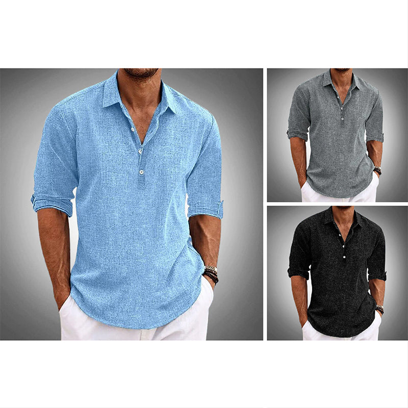 Chemise Roberto Russo Sunshine Harbor Homme Col Revers Patte de Boutonnage à 4 Boutons Élégante Décontractée