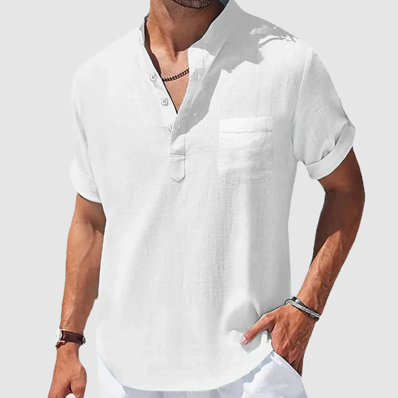 Chemise Henley Sunwalk Roberto Russo Décontractée Pour Temps Chaud Avec Manches Courtes