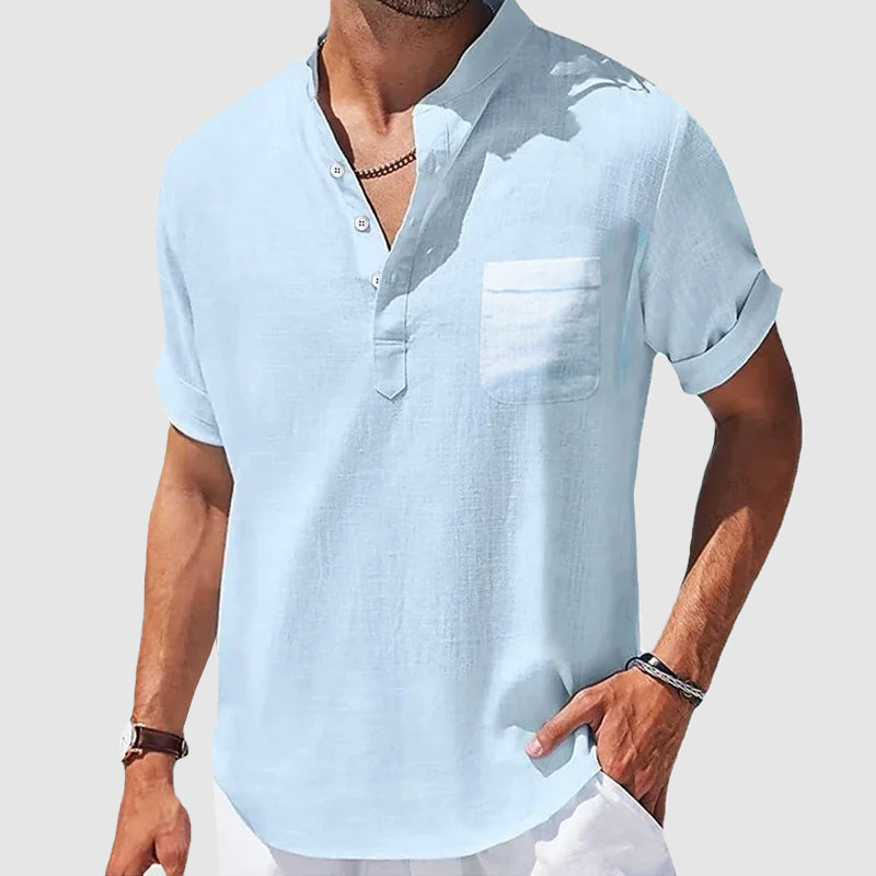 Chemise Henley Sunwalk Roberto Russo Décontractée Pour Temps Chaud Avec Manches Courtes