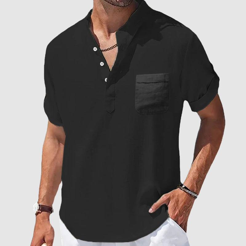 Chemise Henley Sunwalk Roberto Russo Décontractée Pour Temps Chaud Avec Manches Courtes
