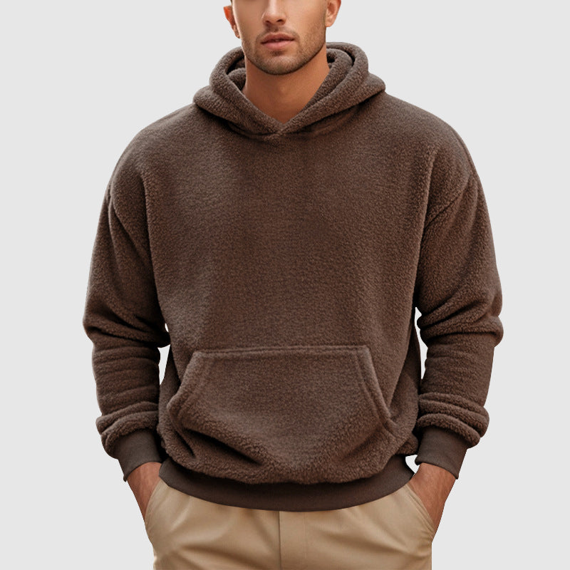 Pull À Capuche En Polaire Pour Homme Coupe Décontractée Avec Poche Kangourou Et Bord Côtes Par Amawinc