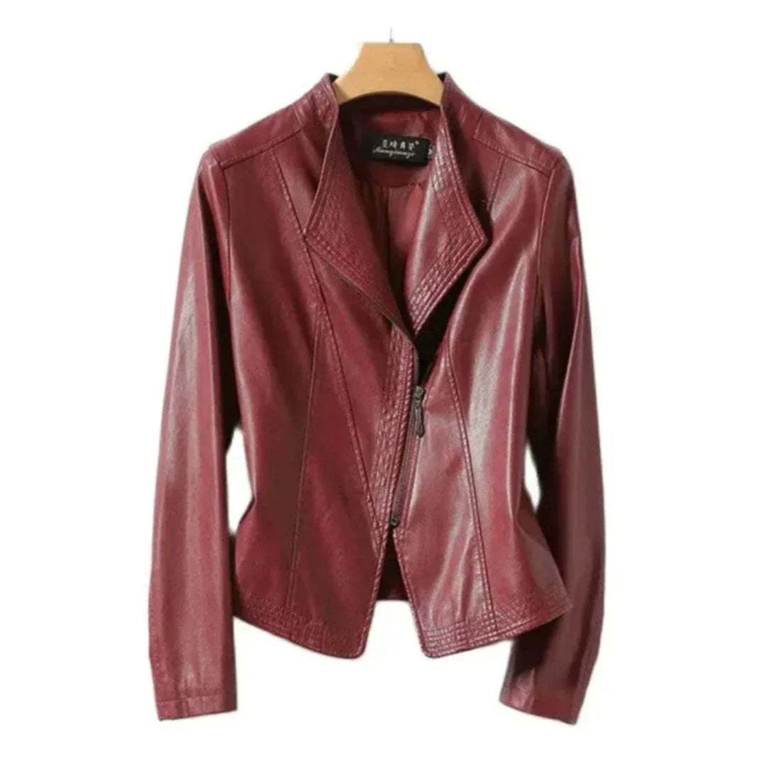 Ryder Blouson Moto En Cuir Véritable Avec Zip Asymétrique Col Structuré Silhouette Ajustée