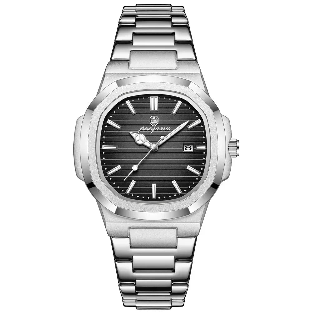 Montre Homme Amawinc Foundation Acier Inoxydable Mouvement Quartz Étanche Aiguilles Lumineuses Date