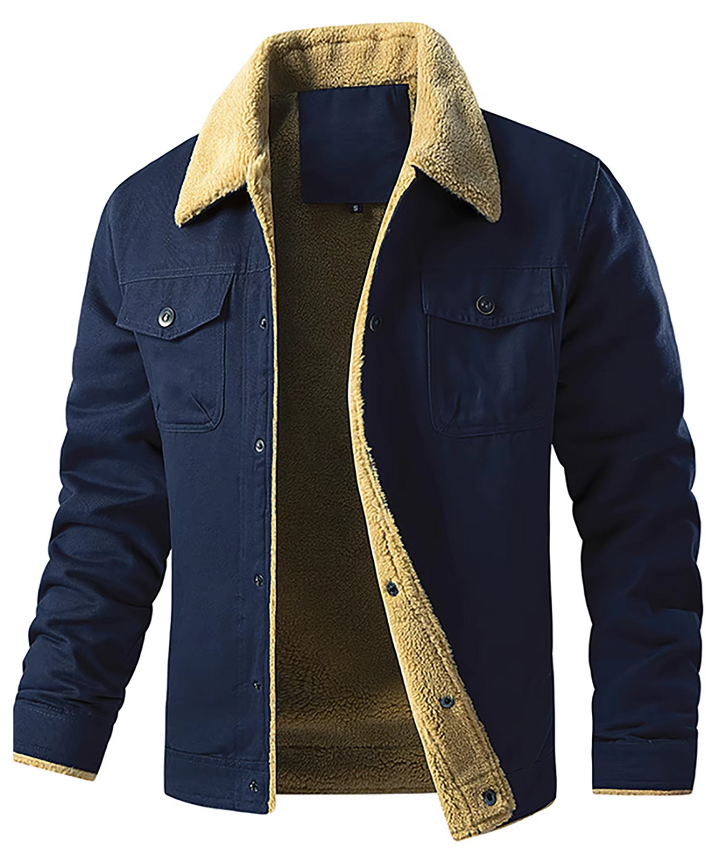 Parka Homme Hiver Doublure En Faux Sherpa Résistant Au Vent Isolation Thermique Avec Poches Noires