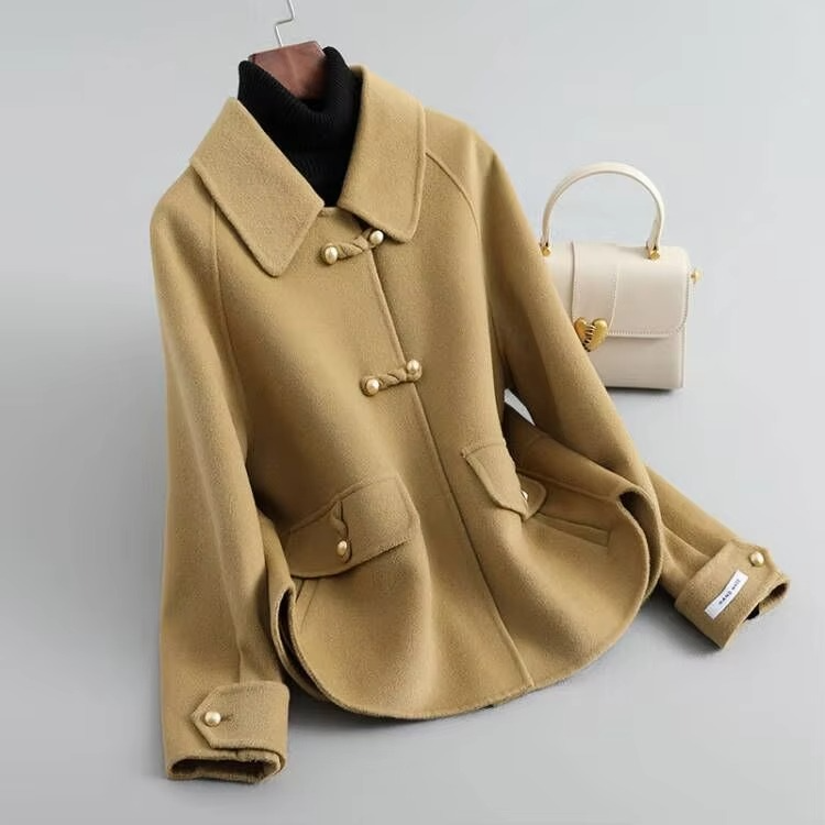 Manteau Court en Laine Double Face pour Femme Style Coréen Haut de Gamme Coupe Slim