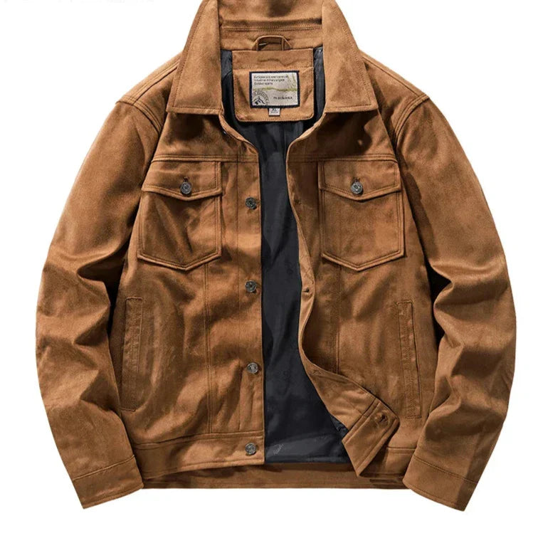 Veste en Daim Outlander Amawinc pour Homme Style Robuste Premium Col Rabattu Poches poitrine