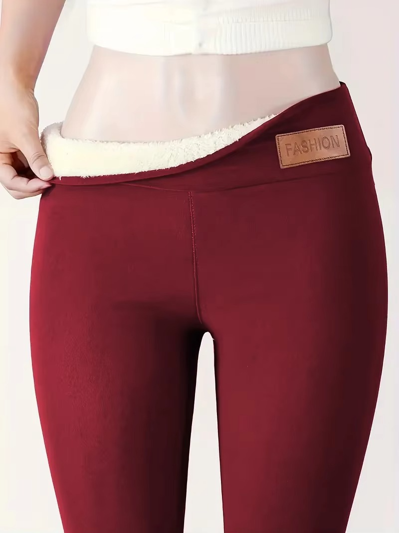 Leggings Femme Hiver Chauds En Peluche Doublure Polaire Élastiques Taille Haute Pour Temps Froid Décontracté