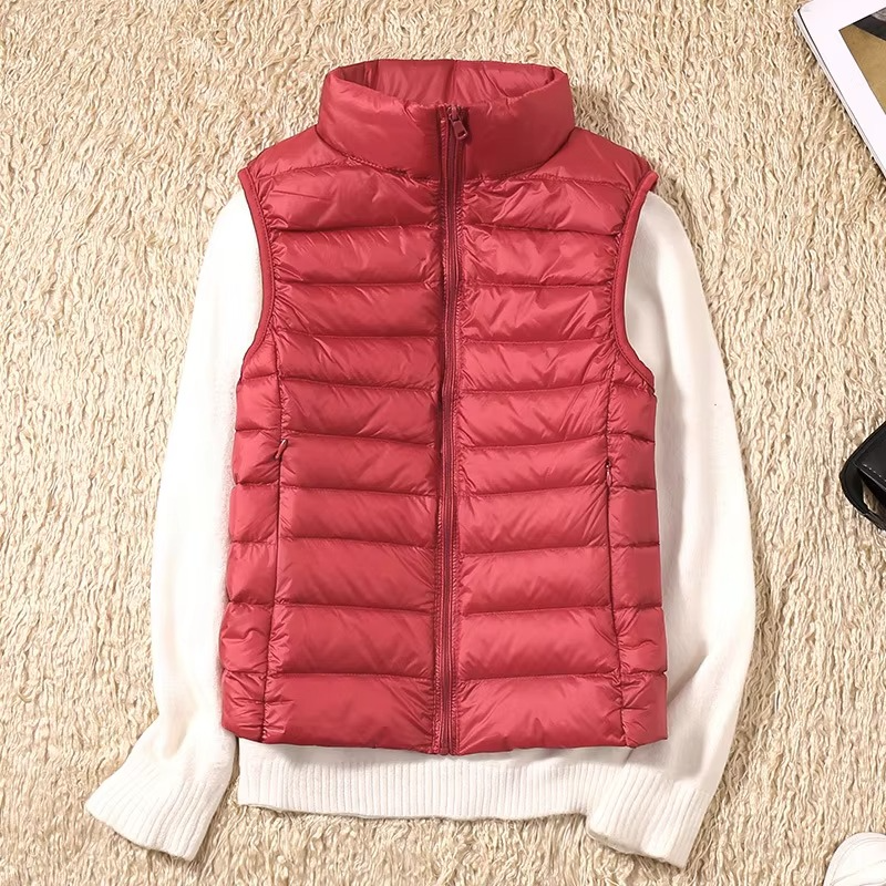 Gilet Sans Manches Court en Duvet pour Femme Léger Matelassé Nylon Chaud Confortable Idéale Hiver et Activité