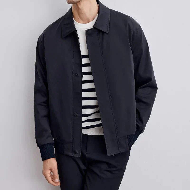 Amawinc Veste de Transition Urbaine pour Hommes Léger Zip Avant Bouton Optionnel Col Revers pour Toute Saison