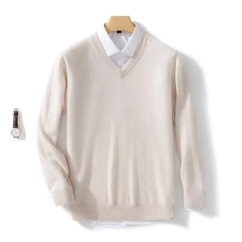 Pull En Mélange De Laine À Encolure V Pour Homme Chaud En Maille Pour L Hiver Coupe Décontractée Jusqu À 5XL Amawinc
