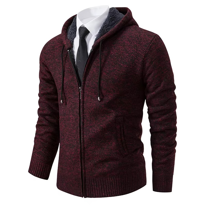 Cardigan Homme Doublé Polaire Avec Col Montant À Fermeture Éclair Chaud Pour Automne Et Hiver Décontracté