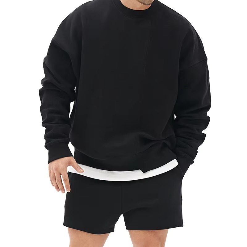 Sweat À Capuche Homme Loose Fit Col Rond Manches Longues Pull De Sport Confort Amawinc