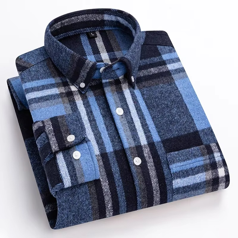 Chemise Pour Homme À Carreaux Taille Plus 7XL Manches Longues 100 Pour Cent Coton Avec Poche Poitrine Unique
