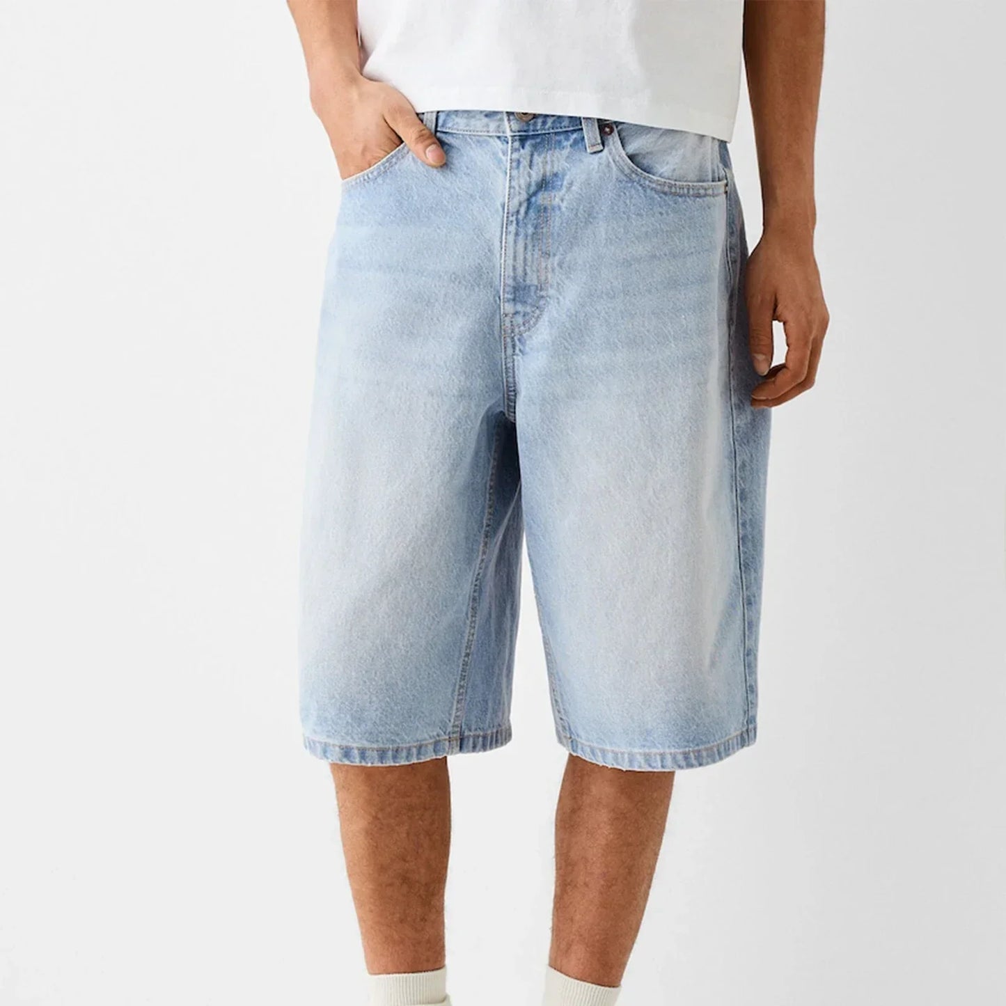 Shorts Denim Coupe Large Pour Homme Pulse Drift Avec Coutures Durables Et Design Classique À Cinq Poches