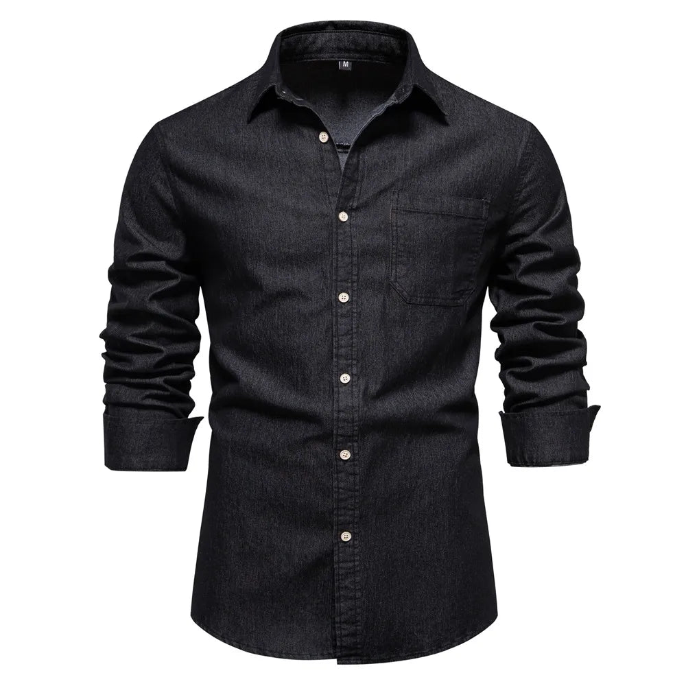 Chemise Homme Denim Bleu Clair À Boutons Hunter Par Amawinc Pour Style Décontracté Sophistiqué Quotidien