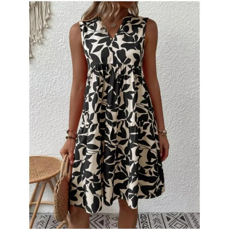 Jupe Midi Évasée À Taille Haute Motifs Floraux Pour Femmes Été Léger Confortable