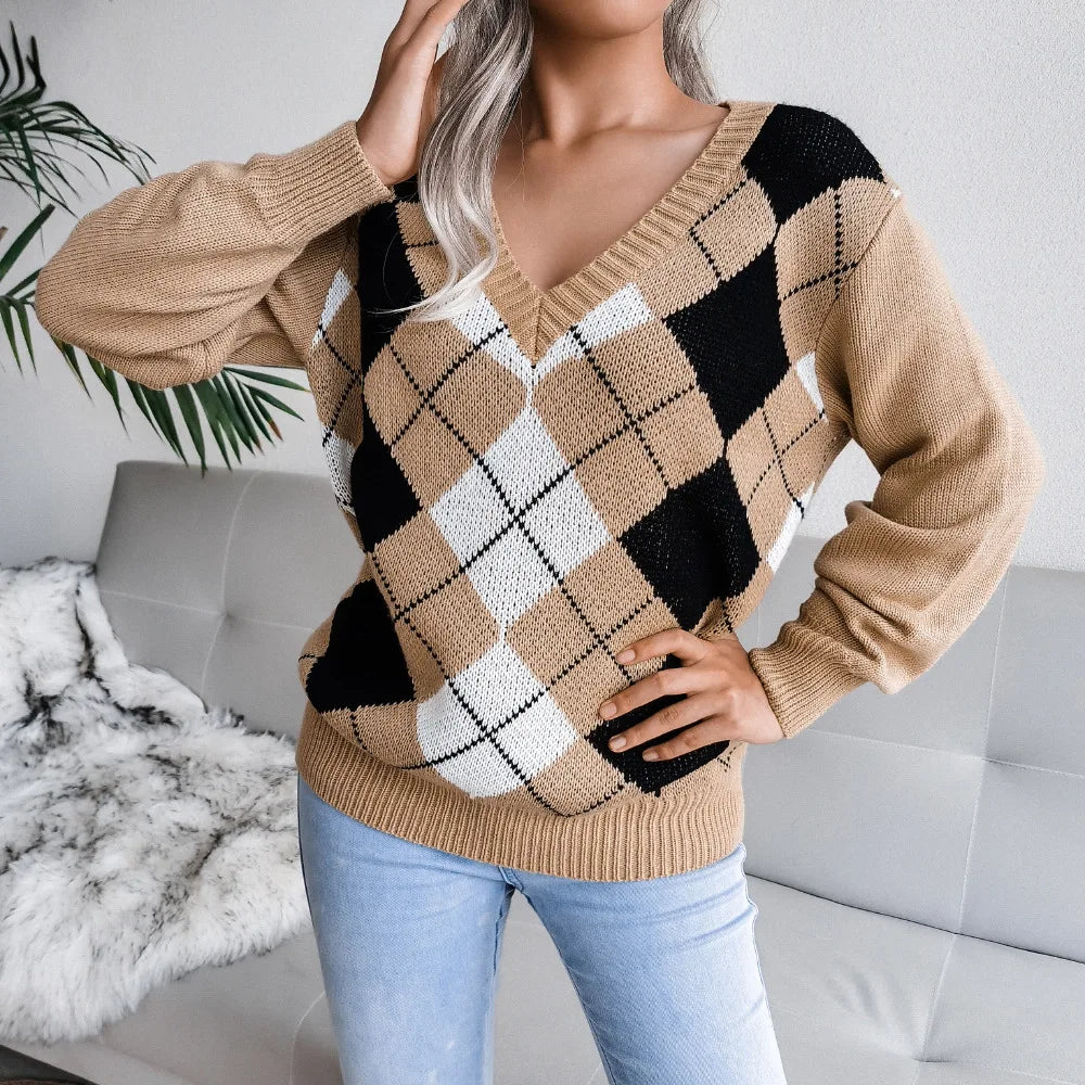 Pull Ivy Classique Préppy En Maille Douce Mélange Polyester Acrylique Pour Superposition Élégante