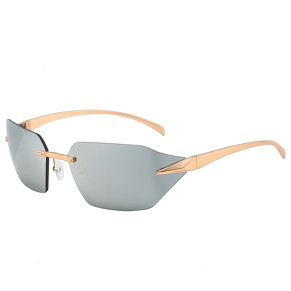Lunettes de Soleil Vista Barcelona Rimless avec Monture Métal Doré Élégante et Raffinée pour Style Sophistiqué