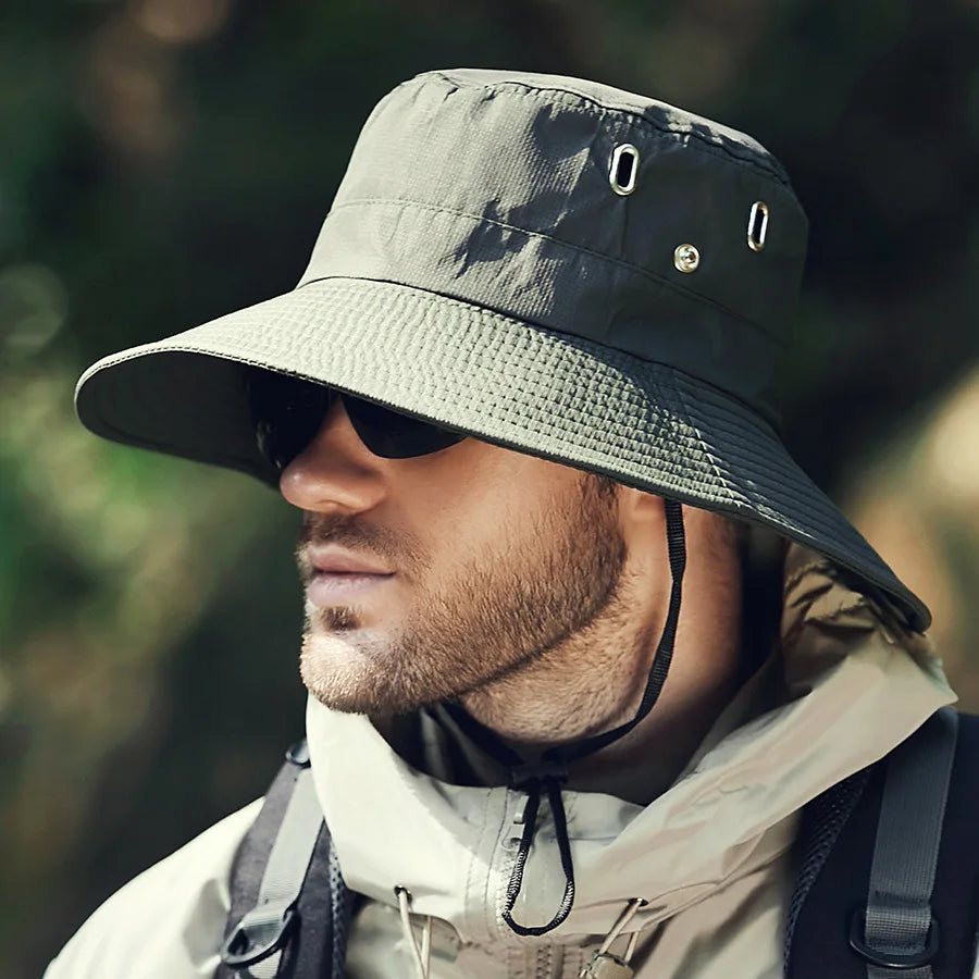 Chapeau SunGuard Léger Pliable Avec Perforations Bandeau Absorbant Bord Flottant Protection Tete Cou Réglable