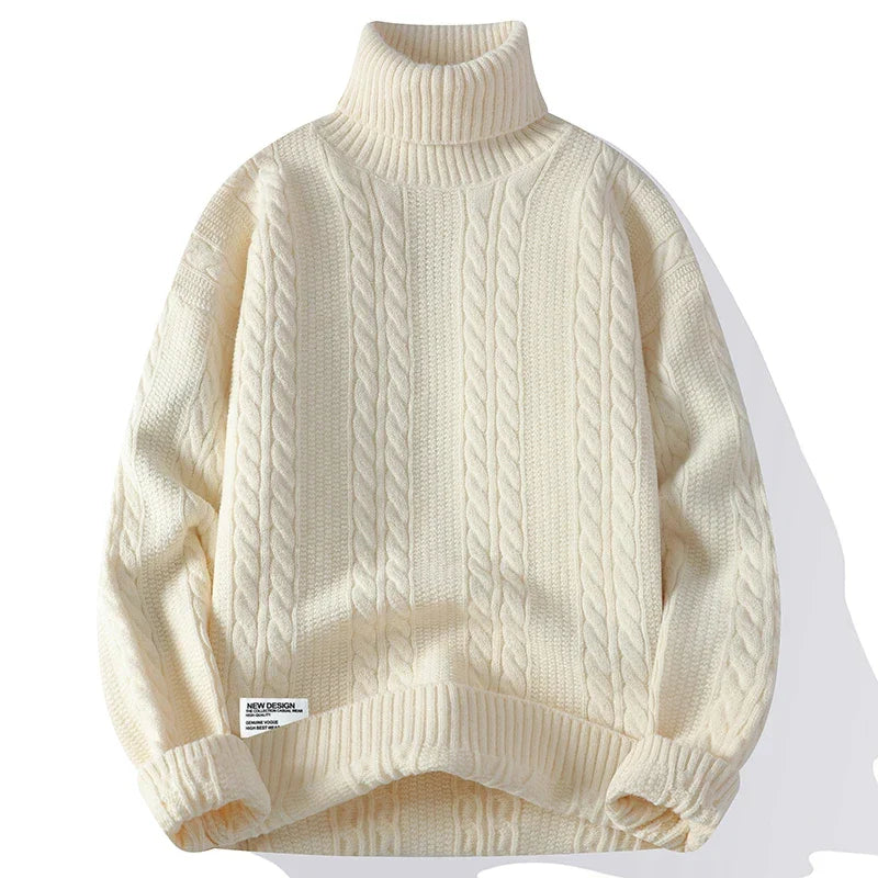 Col Roulé En Maille Torsadée À Coupe Ajustée Idéal Pour Automne Hiver Confortable Et Élégant