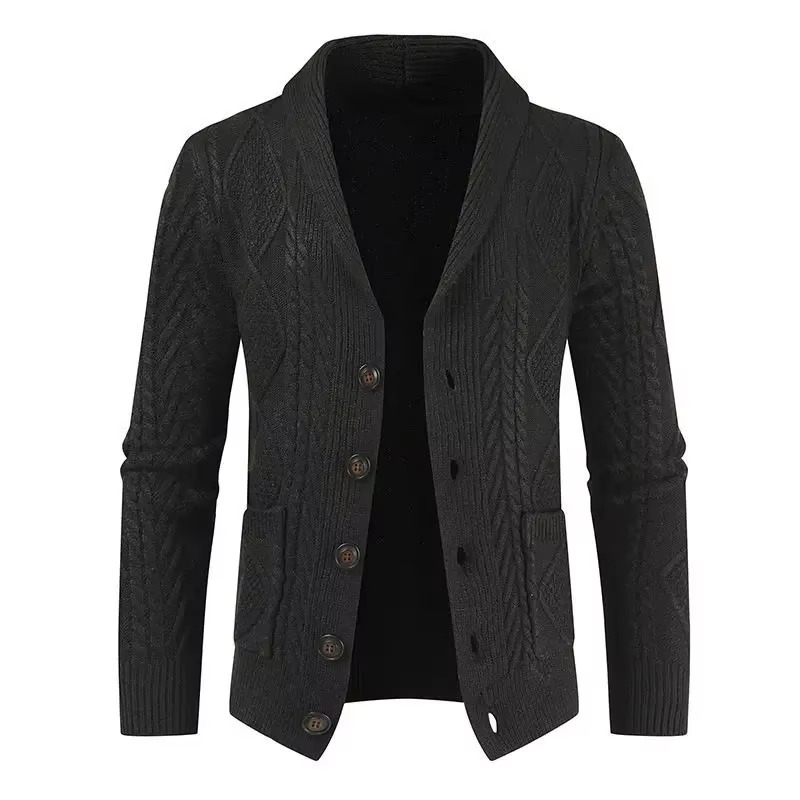 Manteau Cardigan Homme Slim Fit En Maille Col Châle Boutons Devant Pour Automne Et Hiver