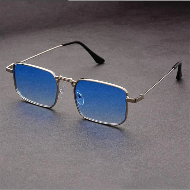 Lunettes de Soleil Rectangulaires Amawinc Nexium Cadre Métal Ultra Léger Verres UV400 Plaquettes Ajustables Unisexe
