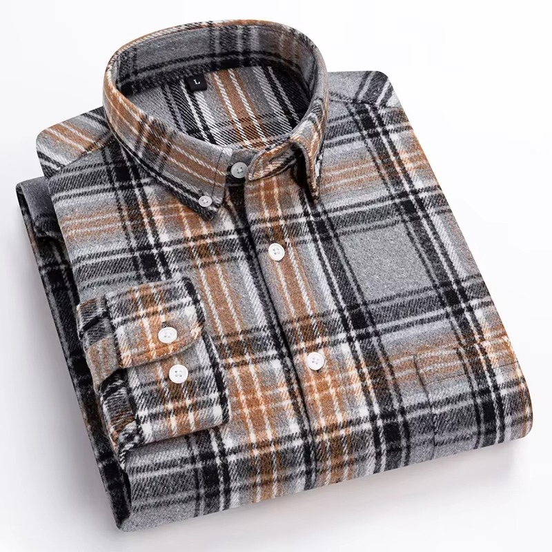 Chemise Pour Homme À Carreaux Taille Plus 7XL Manches Longues 100 Pour Cent Coton Avec Poche Poitrine Unique