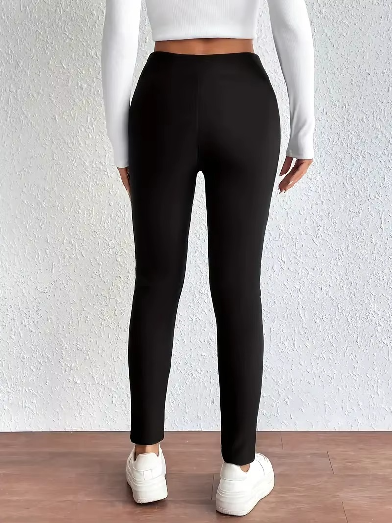 Leggings Femme Hiver Chauds En Peluche Doublure Polaire Élastiques Taille Haute Pour Temps Froid Décontracté