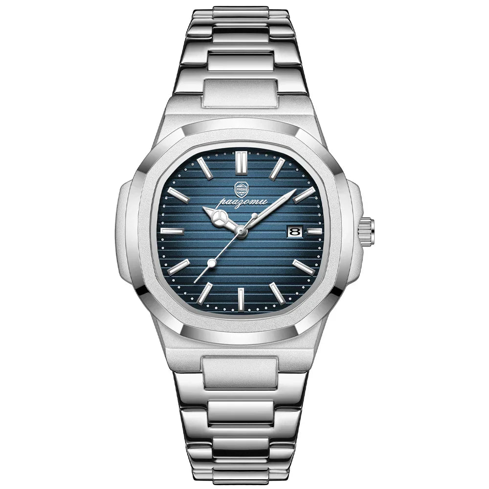 Montre Homme Amawinc Foundation Acier Inoxydable Mouvement Quartz Étanche Aiguilles Lumineuses Date