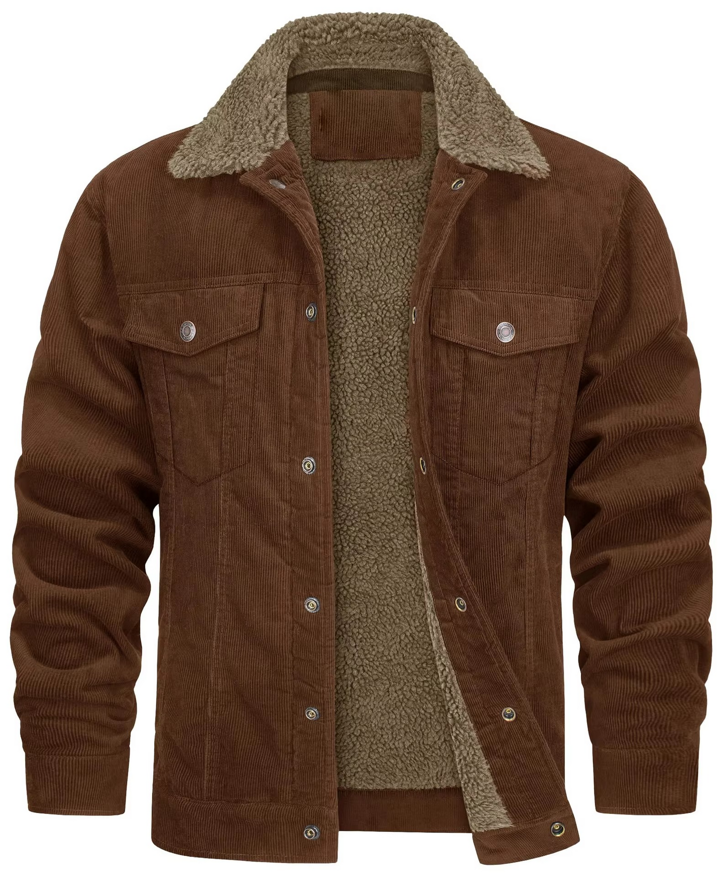 Veste Velours Cotele Bleu Marine Doublee De Polaire Hiver Pour Homme Style Utilitaire Decontracte Chaude