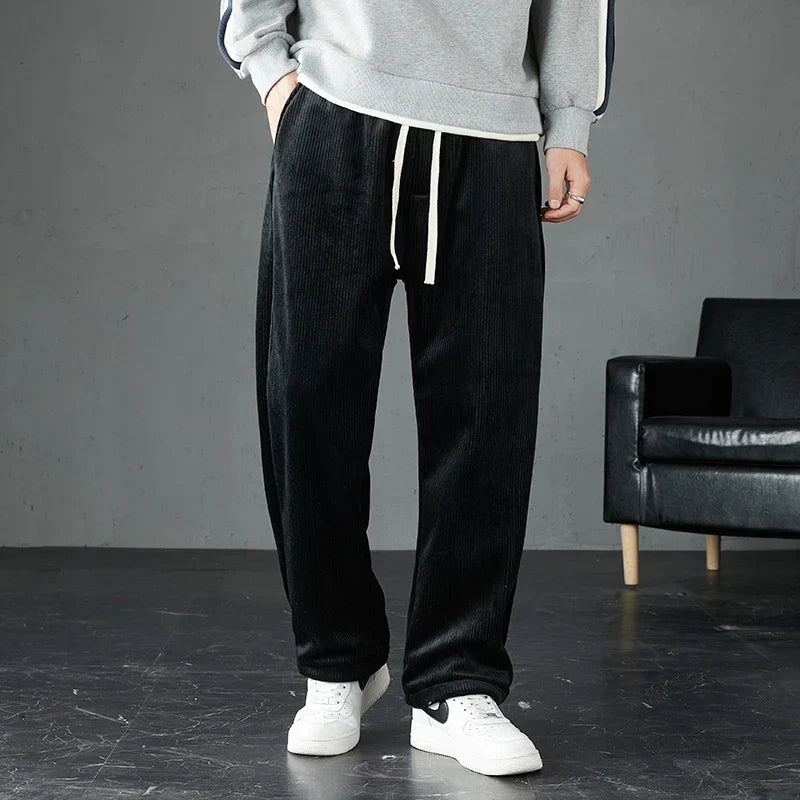 Elden Pantalon Jogger Velours Côtelé Confortable Décontracté Avec Taille Élastique Et Jambe Droite