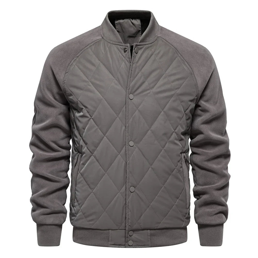 Nolan Veste Bomber Matelassée Avec Avant Diamant Et Manches Imitation Suède Bords Côtes Coupe Ajustée Confortable