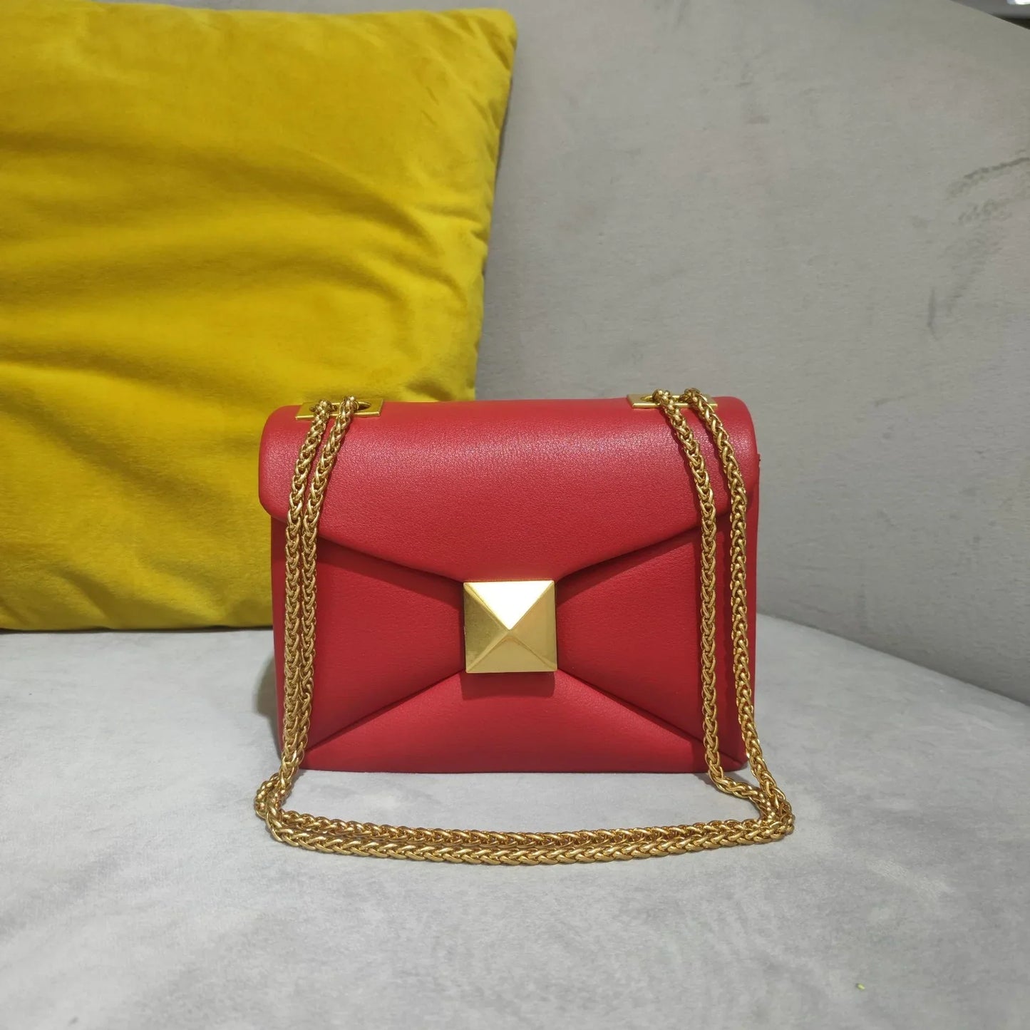 Amawinc Luxe Sac Bandoulière En Cuir Avec Clous Détails Et Chaîne Polyvalente Jour Nuit