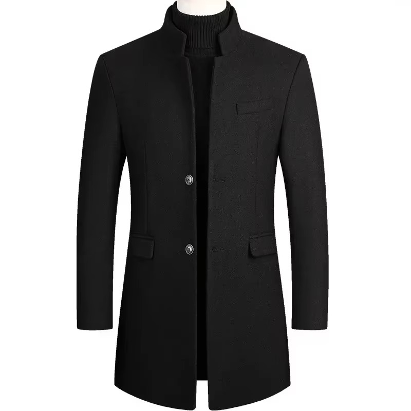 Manteau Trench Long En Laine Mélangée Pour Homme Bourgogne Chaleur Et Style Sophistiqué Pour Automne Et Hiver