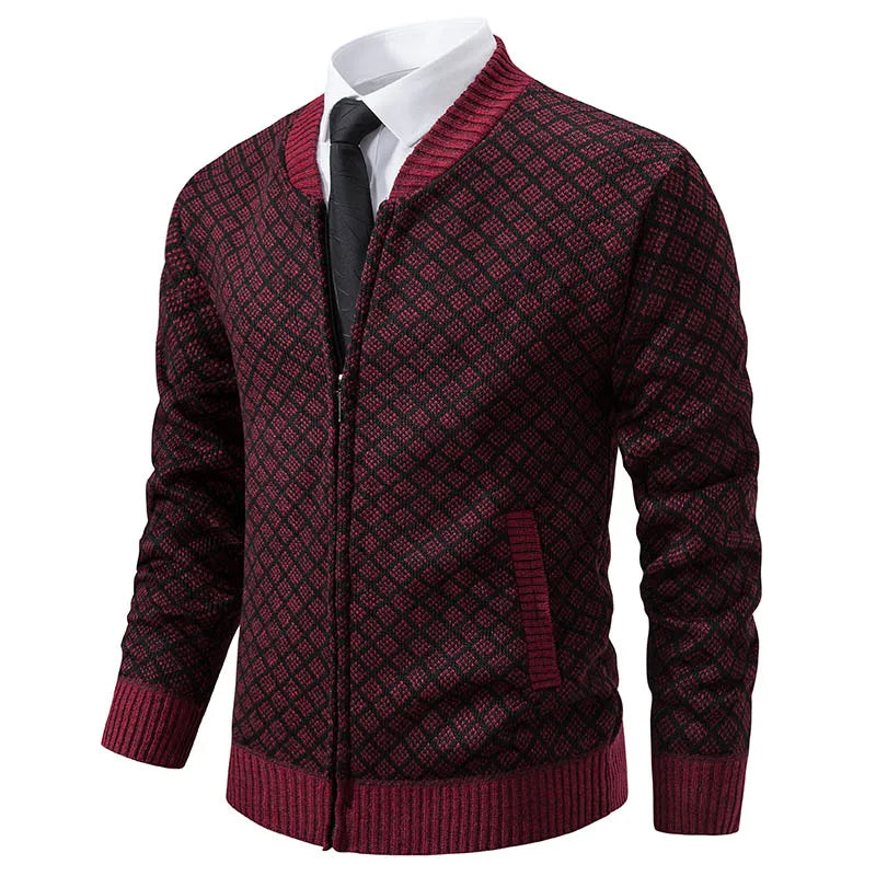 Amawinc Renford Cardigan Professionnel Pour Homme Avec Coupe Cintrée Et Zip Complet