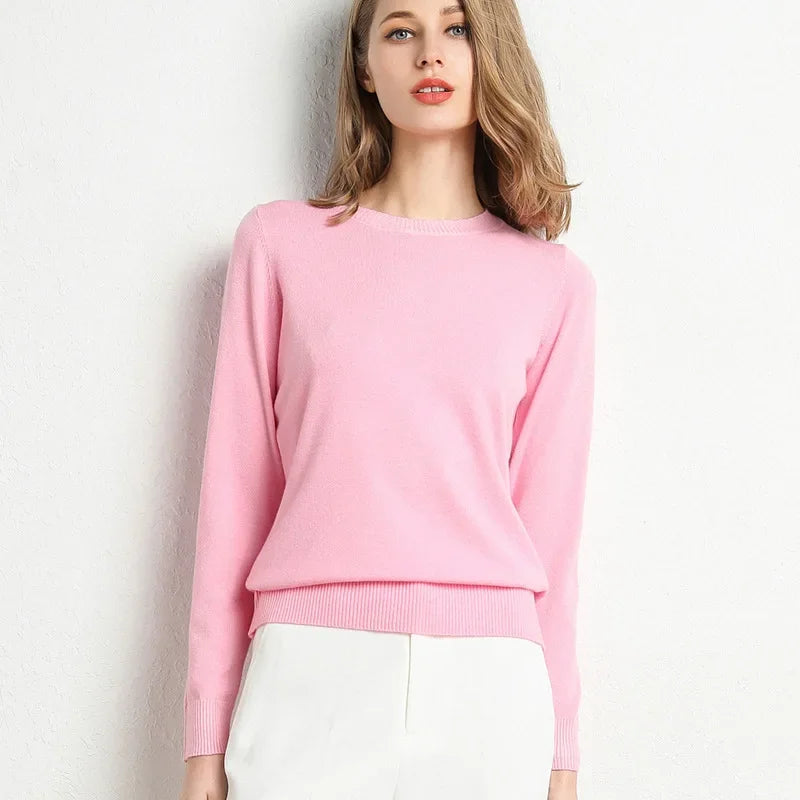 Mileena Dream Pull En Laine Mélange Coupe Slim Fit Col Rond Maille Côtelée Pour Femme