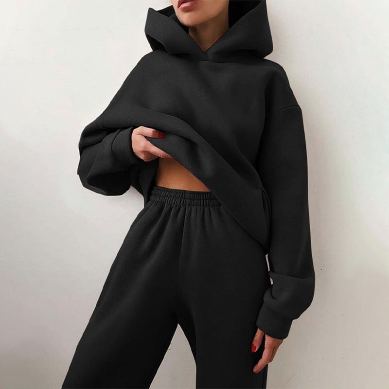 Ensemble Jogging Femme Oversize Hoodie Pantalon Coton Doux Coupe Décontractée Pour Détente