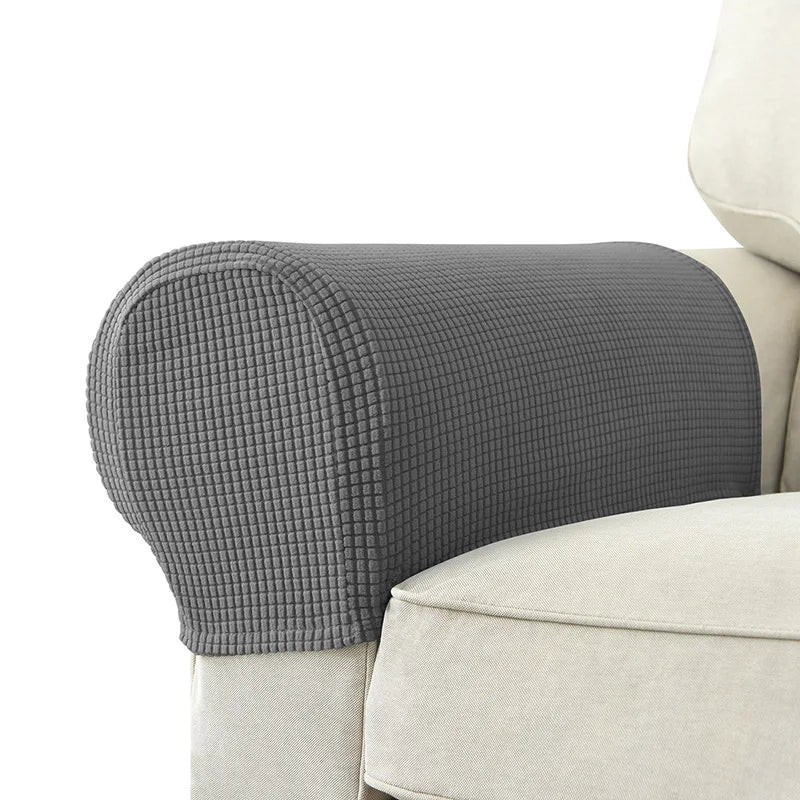 Housse Accoudoir Extensible Texturée Gris Pour Canapé Protection Contre Taches Et Usure Design Minimaliste